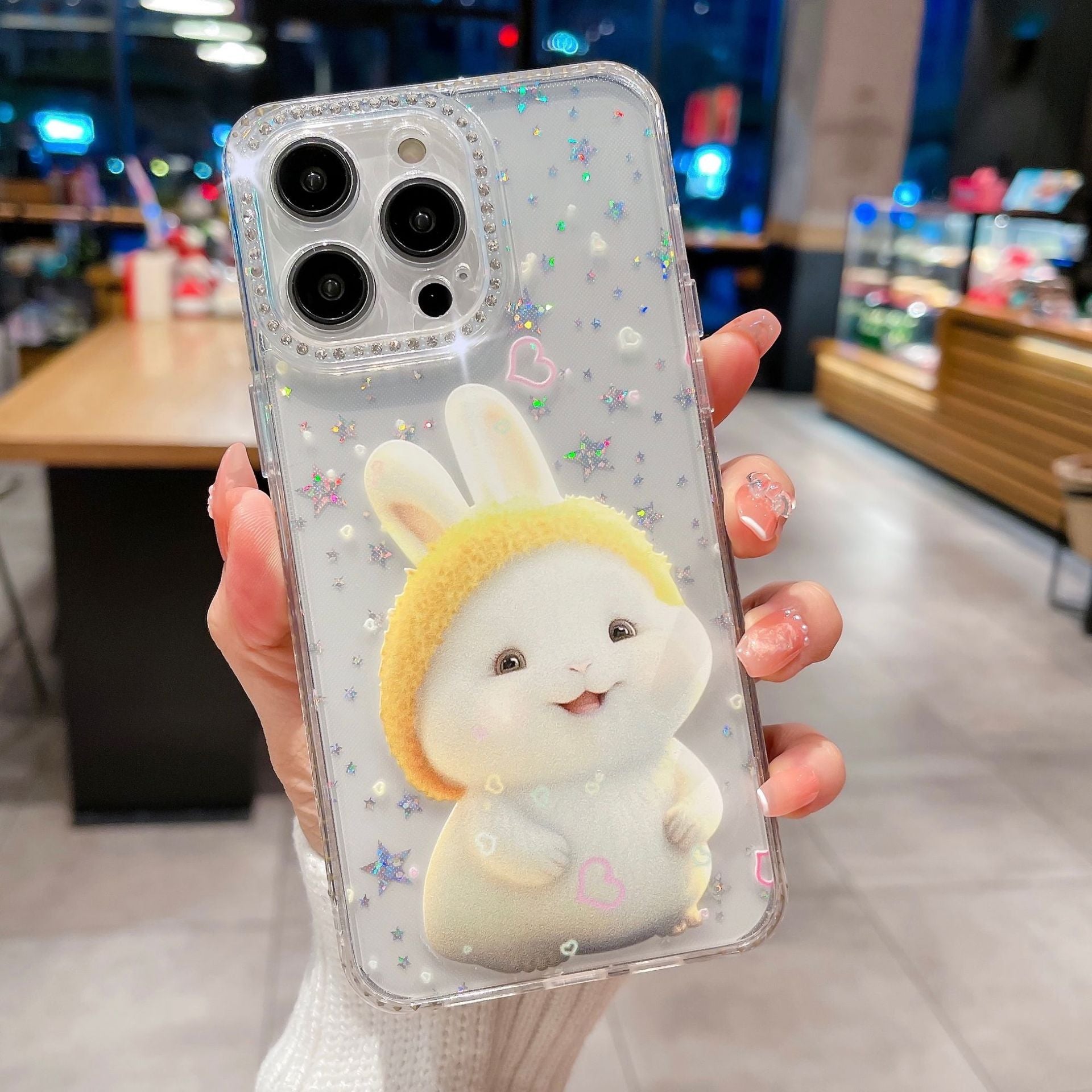 Roztomilý králičí TPU pouzdro pro iPhone 14 Pro Max Anti-Drop Phone Cover Kamínky zdobené tenké pouzdro Roztomilý králičí TPU pouzdro pro iPhone 14 Pro Max Anti-Drop Phone Cover Kamínky zdobené tenké pouzdro